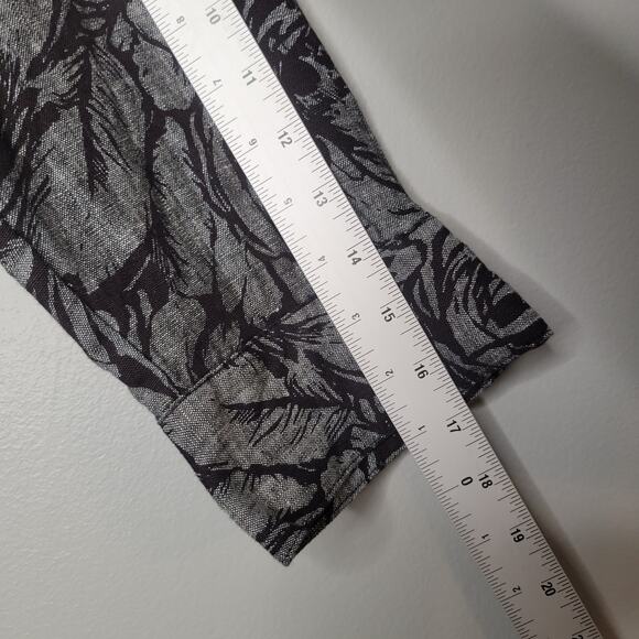 JM Collection Linen Jacket Women's Size‎ 10 Black Gray Dark Floral Button Front - Picture 12 of 14